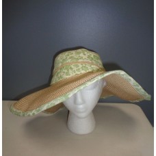CAPPELLI STRAWORLD Green Beige Casual Straw Floral Print Wide Brim Sun Hat B2461  eb-23772281